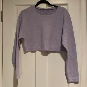 ZARA Lavender Colored Long Sleeve Crop Top